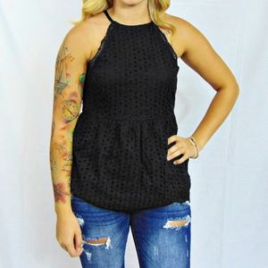 Black Lace Scallop Tank